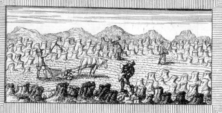 Abb. 2: Raubbau an den Wäldern um 1700. Vignette aus Carlowitz’ Buch.  Foto: Technische Universität Freiberg.