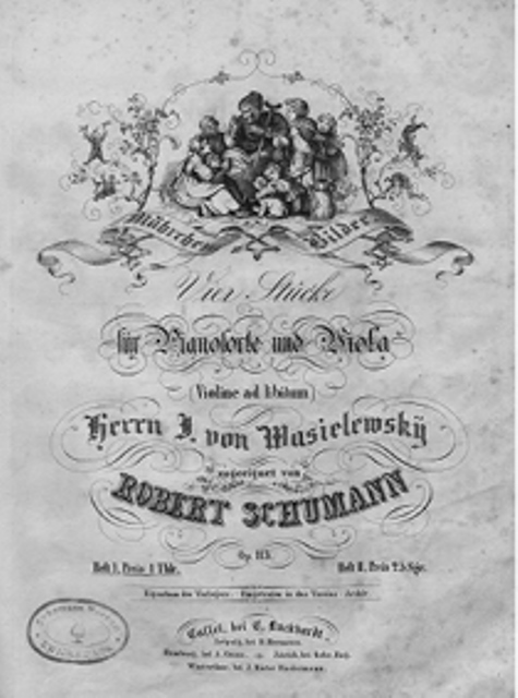 Abb. 1: Robert Schumann, Titelblatt der Märchenbilder op. 133, Handexemplar des Komponisten; Zwickau,  Robert-Schumann-Haus.