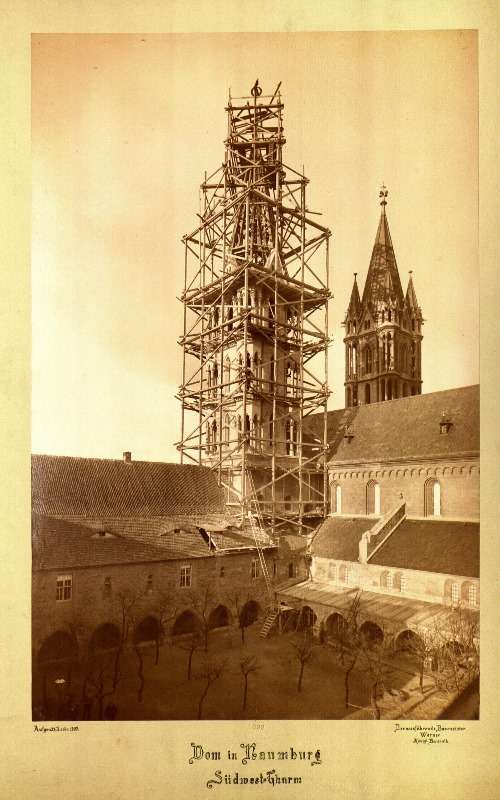 Abb. 5: Dom zu Naumburg Vollendung des Südwestturmes, Foto: 1893, Bildarchiv VDS.