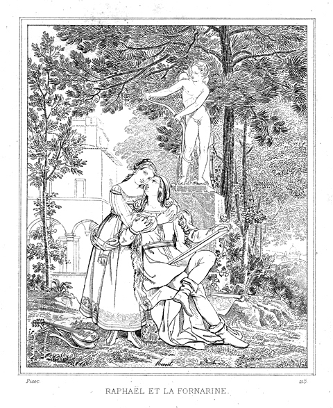 Abb. 2:Raphaël et la Fornarine, Stich von Achille Réveil, Paris 1828.