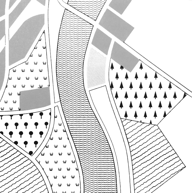 Abb. 4 und 5: Beispiele für Landkarten mit Piktogrammen und Isotype-Symbole. Siehe Otto Neurath: »Visual Representation of Architectural Problems«, in Architectual Record 82/1 (1937), S. 57–61. Bildquelle: Otto Neurath, Gesammelte bildpädagogische Schriften, hg. von Rudolf Haller und Robin Kinross, Wien 1991, S. 415 f.