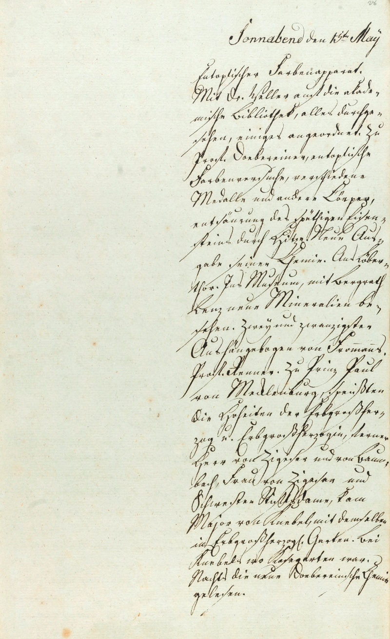 Abb. 2: Tagebuchseite vom 15. Mai 1819 (GSA 27/36, Bl. 29). 