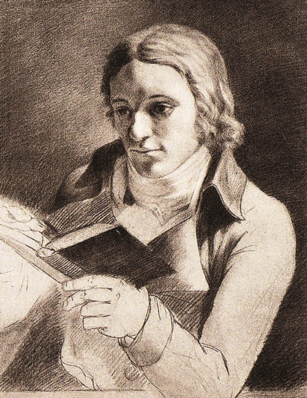 Abb. 1: Friedrich Christoph Perthes, 1799, gezeichnet von Philipp Otto Runge (1777–1810).  Der Verbleib des ehemals in Essen in Privatbesitz befindlichen Porträts ist heute unbekannt. 