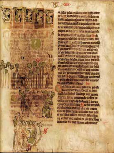 Abb. 6: D fol. 48r (Königspfalzen, Fahnenlehen, Erzbistümer und Bistümer im Lande Sachsen, Kaiser und Papst)